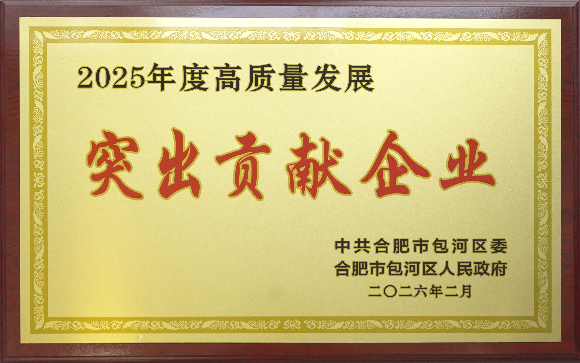 喜报|yy易游体育荣获包河区“高质量发展凸起贡献企业”